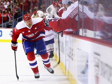 Jason Chimera #25 of the Washington Capitals celebrates after scoring a goal against the Montreal Canadiens  during the third period at Verizon Center on December 26, 2015 in Washington, DC.The Washington Capitals defeat the Montreal Canadiens 3-1.