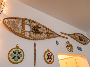 Antique decorative snowshoeing rackets are mounted on the wall for decoration.  (Dario Ayala / Montreal Gazette)
