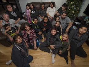 The close family of Allan Nabinacaboo at the home of his aunt in Montreal, on Sunday, December 20, 2015. Allan Nabinacaboo broke his pelvis and neck when a balcony collapsed in Lachine, Nabinacaboo is in a drug induced coma in Hospital. His entire family came from Kawawachikamach, about 15 KM northeast of Schefferville and are waiting to see him.