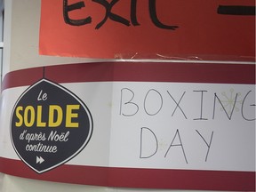 A Boxing Day sale sign in Montreal in 2013.
