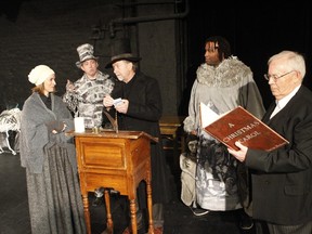 "No one will come to the show and think these are not professional actors," says Tracey McKee, far left. Her cast mates in A Christmas Carol include Robert Gervais, second from left, Brian Riordan, Georges Laraque and Philip Johnston.