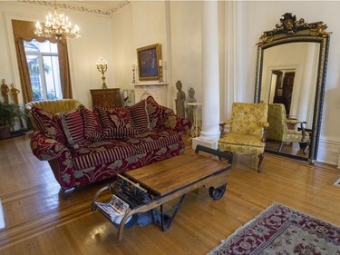 The coffee table is an old scale from the early 20th century. (John Kenney / MONTREAL GAZETTE)