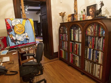 A work area for artist Will Rafuse in his and home. (John Kenney / MONTREAL GAZETTE)