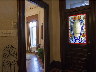 The front door with stained glass. (John Kenney / MONTREAL GAZETTE)