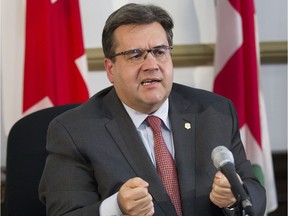 Montreal mayor Denis Coderre delivers details of the city's budget for 2016 in Montreal Wednesday, Nov. 25, 2015.