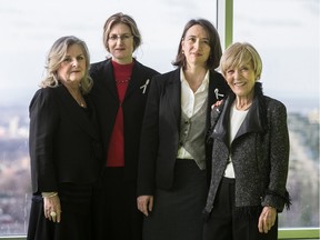 Brought together by tragedy: From left, Jocelyne Dallaire Légaré, Heidi Rathjen, Nathalie Provost and Michèle Thibodeau-DeGuire have developed a close bond since the 1989 massacre. The four of them are shown above at the École Polytechnique in 2014.