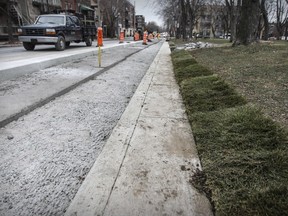 Construction of a bike path on Brebeuf St. next to Laurier Park in the Plateau-Mont Royal borough reduced the width of the sidewalk, making it too narrow for even a wheelchair.
