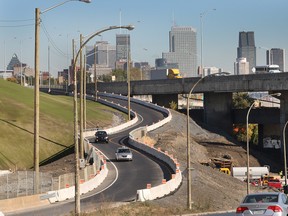 The curvy St-Jacques St. exit ramp from Ville Marie Expressway.