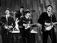 In this Feb. 9, 1964 file photo, The Beatles perform for the CBS "Ed Sullivan Show" in New York, as they record a set that would later be shown on the Feb. 23 broadcast of the show.