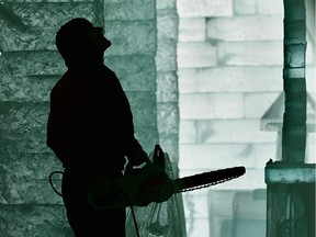 File photo: A worker gives a last minute rush to finish the construction of the Ice Hotel in 2007.