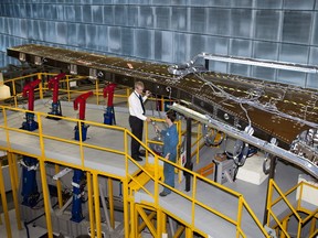 Testing of the Bombardier CSeries aircraft's composite demonstrator wing at the Belfast facility in 2013.