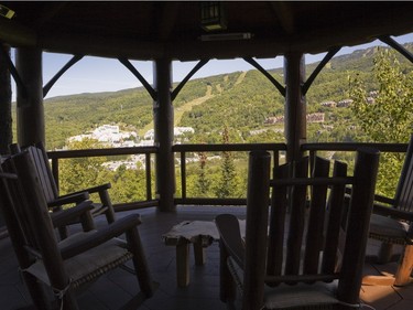 The gazebo overlooks the Mont-Tremblant ski slopes and the surrounding hills. (Photo by Perry Mastrovito)