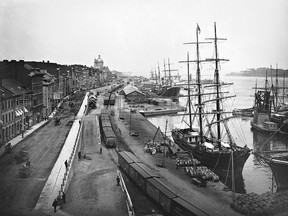 View of the harbour, Montreal, 1884 .