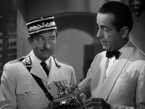 Claude Rains (left) as Capt. Louis Renault and Humphrey Bogart as Rick Blaine in a scene from "Casablanca".