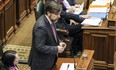 Projet Montréal leader Luc Ferrandez asks a question during a city council meeting at city hall in Montreal on Monday Dec.14, 2015.