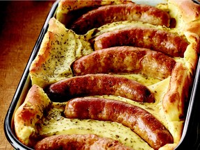 Sausages and egg sauce combine in the classic Toad in the Hole casserole.