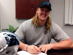 David Foucault, who was selected in the first round of the CFL draft by the Alouettes, signs a contract with the NFL's Carolina Panthers.