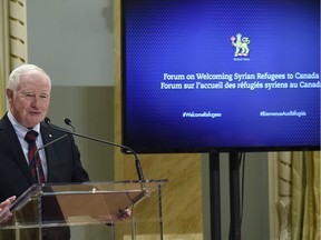 Governor General David Johnston speaks at the start of the Forum on Welcoming Syrian Refugees to Canada at Rideau Hall in Ottawa on Dec. 1, 2015. Proceeds from Congregation Dorshei Emet's cross-cultural musical celebration on Jan. 23 will benefit Syrian refugee sponsorship.