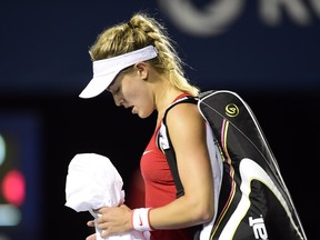 Sixth-seeded Eugenie Bouchard lost her quarter-final match 6-4, 6-4 to unseeded Timea Babos of Hungary.