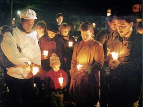 In November 1987, demonstrators bowed their heads and observed a few minutes of silence in memory of Anthony Griffin, the black teenager who was shot and killed by a police officer that month.