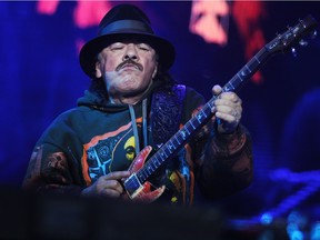 Carlos Santana performs during the Cumbre Tajin festival in Papantla, Mexico, on March 23, 2015.