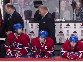 Canadiens coach Michel Therrien leaves the bench following a 3-1 loss to the Pittsburgh Penguins at the Bell Centre in Montreal on Jan. 9, 2016.