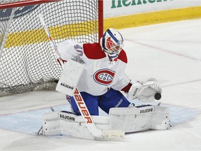 Canadiens goalie Ben Scrivens warms up before game against the Florida Panthers on Dec. 29, 2015 in Sunrise, Fla.