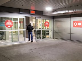 A view of the ER entrance at the Montreal's Children Hospital on Thursday, Jan. 21, 2016, in Montreal.