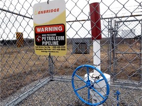 A valve that is part of an Enbridge pipeline in Se-Justine-de-Newton near the Ontario border west of Montreal  Friday, April 19, 2013.