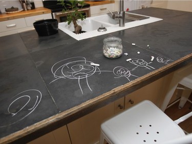 The kitchen counter is covered with slate so the kids can scribble.(Marie-France Coallier / MONTREAL GAZETTE)