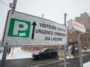 Signs for ambulances and emergency arrivals outside St-Mary's Hospital.