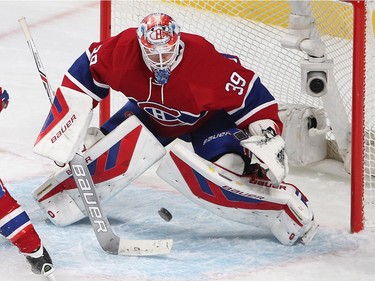 Montreal Canadiens goalie Mike Condon during first period NHL action in Montreal on Thursday January 14, 2016 against the Chicago Blackhawks.