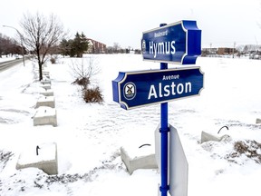 The City of Pointe-Claire has approved a 450-unit housing development at the southeast corner of Hymus Blvd. and Alston Avenue, seen here on Tuesday, January 19, 2016. The plan is to build 6 condo buildings (ranging from 2 to 9 storeys) on Hymus Boulevard and 14 condo townhouses on Alston Avenue, for a total of 450 units. (Dave Sidaway / MONTREAL GAZETTE)