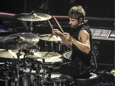 Muse drummer Dominic Howard in concert at the Bell Centre in Montreal Wednesday January 20, 2016.