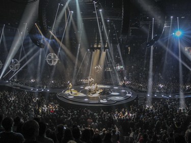 Muse presents their concert-in-the-round at the Bell Centre in Montreal Wednesday January 20, 2016.