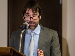 Members like Steven Guilbeault of SWITCH, l'Alliance pour une économie verte au Québec, held a press conference at Gaz Métro in Montreal, on Monday, January 25, 2016 to explain the importance of getting emissions under control.