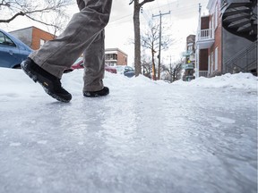The icy downtown sidewalks took me back to a January afternoon in the past when walking was equally treacherous, Susan Schwartz writes.
