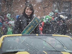 CTV newscaster Mutsumi Takahashi was the Grand Marshal  of the 2015 edition of the St. Patrick's Day parade in Hudson. (Peter McCabe / MONTREAL GAZETTE)