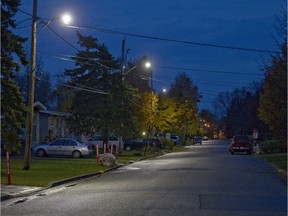Many municipalities are switching to LED street lights, like along Maple Street in Pincourt.  (Phil Carpenter / MONTREAL GAZETTE).