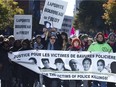 Demonstrators In October 2010 march to protest the deaths of Fredy Villanueva and others at the hands of Montreal police.