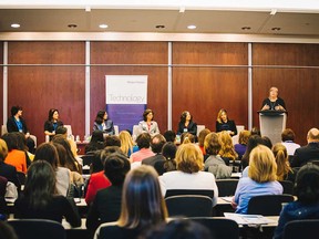 Senior managers offer guidance to women in technology through a career panel at Morgan Stanley’s diversity event in Montreal.