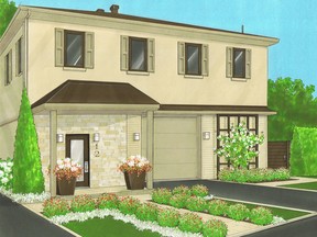 Adding a porch over the entrance and above the garage door and recovering the facade softens the look of the building.