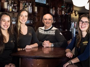 Philippe Laudat, owner of Hôtel Mont-Tremblant 1900, is renovating his inn and working with a new crew – his daughters, from left, Sharlee, Adélaïde, and Maéva.