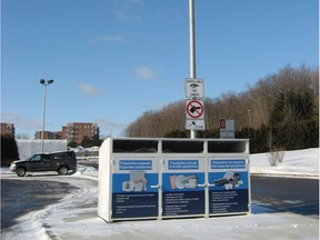 Pointe-Claire has installed three polystyrene collection bins in the public works parking lot on Terra Cotta Ave. The city is the first municipality in the West Island to install this type of bin. Photo courtesy of the City of Pointe-Claire.