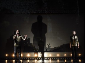 Éric Robidoux and Sophie Desmarais star in a dazzling combination of multimedia installation and rock concert in Théâtre du Nouveau Monde's production of Pelléas et Mélisande.