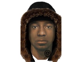 Sketch of suspect wanted for attempted murder in Pincourt on December 30 2015. (Photo courtesy of the Sûreté de Québec)