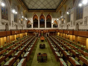 The newly arranged House of Commons which added 30 new seats is pictured on Parliament Hill in Ottawa on Thursday, Oct. 15, 2015.