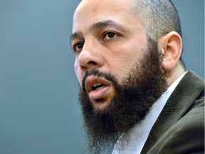 Adil Charkaoui attends a news conference in Montreal on Friday, Feb. 27, 2015.