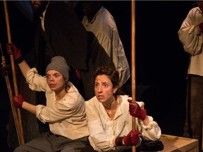 The versatile five-member cast of Persephone Productions' Moby Dick includes Alex Petrachuk, left, and Anne-Marie Saheb.
