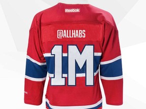 The Montreal Canadiens celebrating hitting one million Twitter followers by creating a bot to put Twitter handles on Habs jerseys.